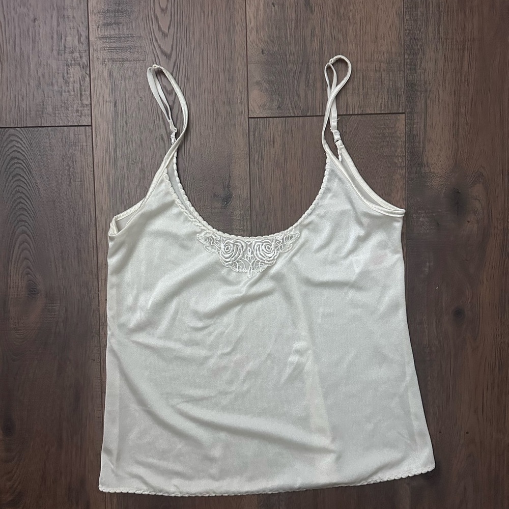 Ivory Lace Trim Satin Cami